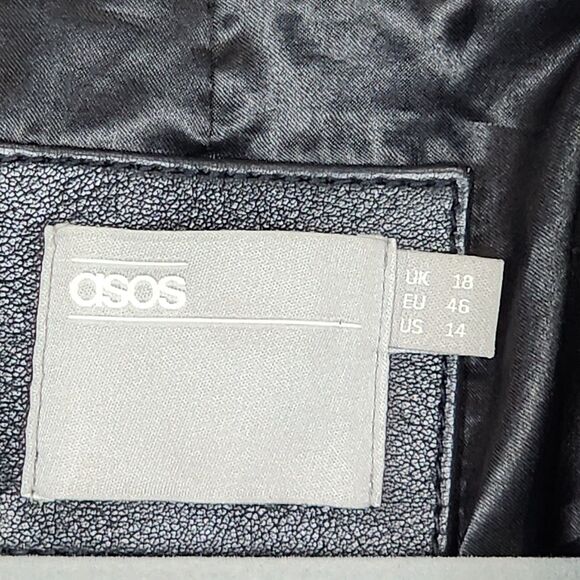 ASOS HTF Floral Embroidery Leather Biker Jacket Size 14 - Picture 7 of 10